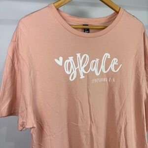 Grace Ephesians 2:8 Womans Peach Tshirt Size XL